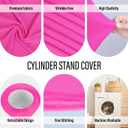 LEBENGURU 3Pcs Cylinder Pedestal Stand Covers Fushia, Round Spandex Display Pedestal Covers, Elastic Cloth Plinth Pillar Cover for Parties Wedding Birthday Event Decor Props (Only Covers)