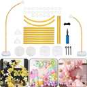 8FT & 6FT Gold Balloon Arch Stand, Free Bending Top Balloon Arch Kit, Half Arch Balloon Stand with Base for Floor, Balloon Column Kit for Wedding Birthday Baby Shower Graduation Party Decor