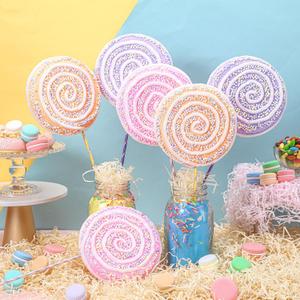 6 Pcs 16'' Large Candy Party Decorations Giant Lollipop Candies Prop Decor with Sticks for Christmas Tree Pastel Lollipop Photo Prop for Valentines Birthday Candy Party(Macaron Color)