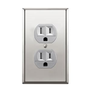 ENERLITES Elite Series Duplex Receptacle with Stainless Steel Metal Wall Plate, Tamper-Resistant Outlet, Commercial Grade, 15A 125V, UL Listed, 61580-TR-SV77PC, Silver with Polished Chrome Wall Plate