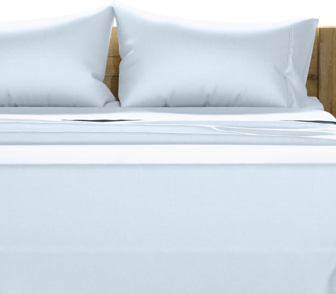 TEXAS LINEN CO. 100% Egyptian Cotton Sheets King Size - 1500 Thread Count King Size Sheets Set, 4 PC Luxury Bedsheet (Light Blue), Soft, Cooling, 17" Deep Pocket Sateen Weave Bedsheet Set