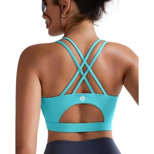 RUNNING GIRL Sports Bras for Women,Padded Sports Bra Tank Top Sexy Crisscross Back High Impact Longline Workout Yoga Bra (Green, L)