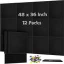DOLLAR BOSS Large Cork Board for Wall 48" x 36" x 0.5" Bulletin Board 12 Packs Black Cork Board Tiles Self Adhesive Felt Wall Tiles with Pushpins, Corkboard for Office Pin Board Tack Board, Black (12PCS)