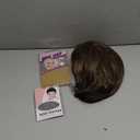 SEVENCOLORS Short Hair Wigs with Bangs Dark Brown Mixed Blonde Pixie Cut Wig for Women Straight Synthetic Fiber Wigs