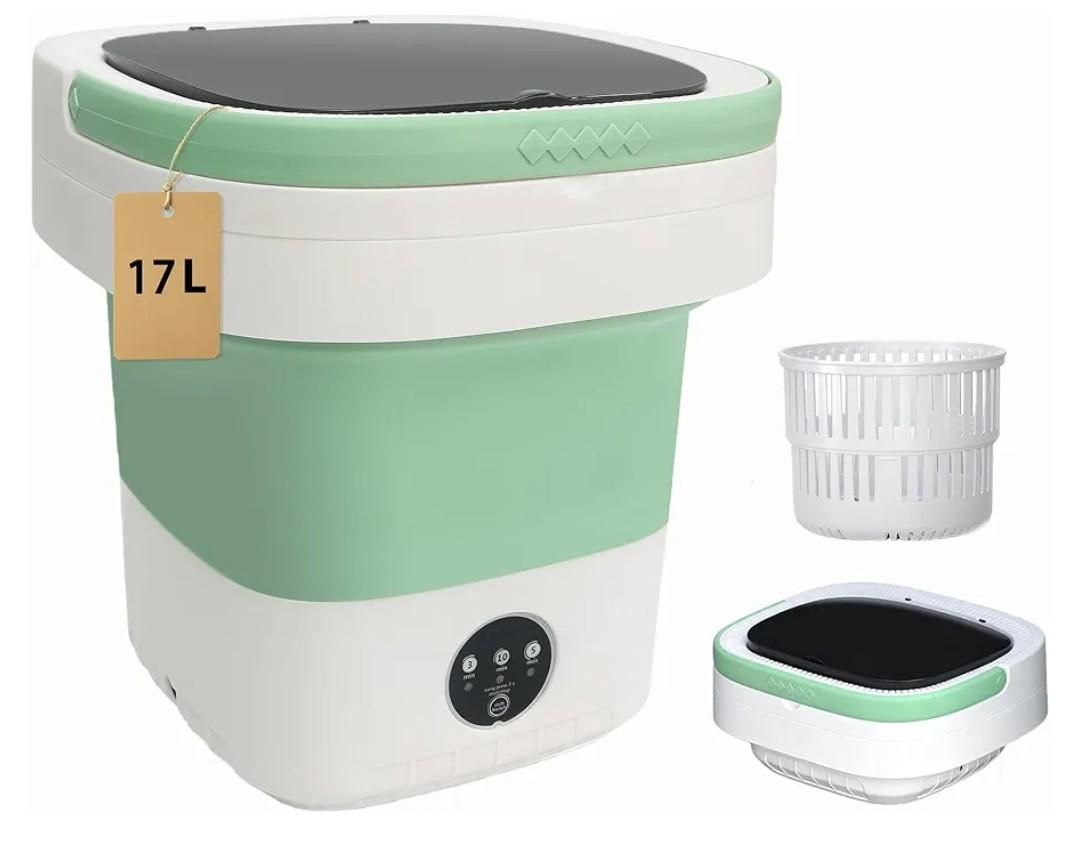 Portable Washing Machine 17L, Foldable Mini Washer with Spin Dryer, 3 Cleaning Modes for Baby Clothes, Underwear & Socks, Compact Laundry Machine for Travel, Dorms & Camping