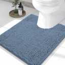Smiry Luxury Chenille Toilet Rugs U-Shaped 24x20, Soft Absorbent Non-Slip Contour Bathroom Rugs for Toilet, Machine Washable Contoured Bath Mats, Grayish Blue