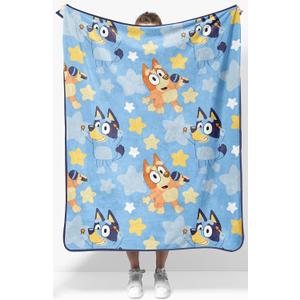 Jay Franco Kids Plush Throw Blanket Soft & Cozy Fleece Throw for Bedroom & Couch Dcor, Official Licensed Product, Blue - Bluey, 40x50 - Travel Blanket