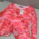 ZESICA Women's Long Sleeve Floral Shirts V Neck Going Out Ruffle Tops Blouses 2026 Fall Fashion Clothes Outfits (Large, Pink)