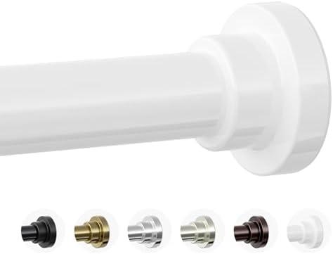 Mcrbeay Shower Curtain Rod, 1" Diameter Heavy Duty Tension Shower Rod, Non Slip Adjustable 28-74 inch No Drill Shower Curtain Rods Spring Tension For Bathroom, Shower Stall, No Rust, White