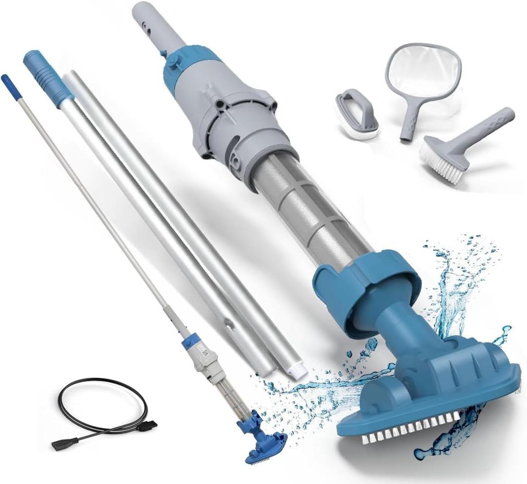 KOKIDO 5-in-1 Rechargeable Pool & Spa Vacuum Cleaner Set, 3 Hand Tools, IPX8 for Cold/Warm Water, Light-Duty Debris Cleaning for Inflatable Spas, Hot Tubs, XV100