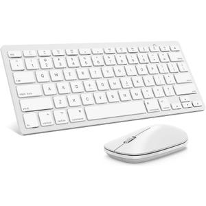 Bluetooth Keyboard and Mouse Compatible with Mac, OMOTON Ultra-Slim Wireless Keyboard and Mouse Combo Compatible with MacOS, MacBook Pro/Air, iMac, Mac Mini, Laptop and PC (White)