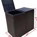 Weatherproof Rattan Bin Storage Shed, Double Garbage Bin Enclosure for Outdoor Garden Backyard 26"x44"x41"