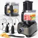 14 Cup Food Processor, French-Fry-Cutter, Blending, Mixing, Shredding, and Slicing, Meat and Vegetable Chopping, Doughing for Home Use, Mincing, and Pureeing,4 Speeds, Large Feed Chute,600W