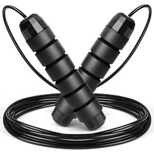 2 x BLEUM CADE Adjustable Jump Rope, Skipping Rope with Ball Bearings, with Foam Handles for Fitness, Home Exercise & Slim Body, for Kids, Men, and Women