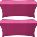 2Pack,6FT Fuchsia Spandex Table Cover Fitted Rectangular Tablecloth Stretchable Tablecloth 6 ft Wrinkle-Free for Party Tradeshows Banquet Weddings Cocktail