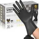 Black Vinyl Gloves, Food Grade Gloves Disposable Latex Free & Powder Free, Guantes for Cleaning Cooking Food Prep, Size: Small, 200 Pcs