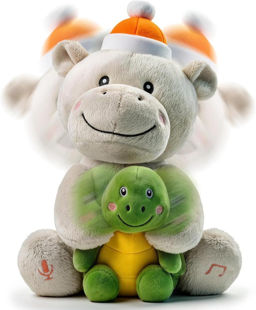 Dancing Talking Baby Music Toy, Mimicking Twisting Electronic Soft Plush Hippo Toy with Record & Repeating What You Say, Singing Interactive Baby Toy for Boys Girls Kids