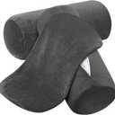 Remerry 2 Pcs 17 x 7 Inches Velvet Neck Roll Pillow Cover with Zipper, Soft Bolster Pillowcases for Cylindrical Pillow (Cover Only, Bolster Not Included) (Ash Black)