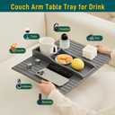 Bamboo Couch Cup Holder Arm Tray TableCouch Drink HolderSofa Cup Holder Armrest TrayAnti-Slip Foldable Arm Chair Table Tray Recliners for Drink,Cups, Snacks, Phone, Remote (Gray)