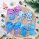 Chuangdi 24 Pcs Snowflake Christmas Bows Ornaments 6 Inch Large Christmas Tree Decorations Purple and Blue Winter Wonderland Bows Decor for Home Xmas Tree Ornaments Gift Wrapping DIY Crafts Supplies