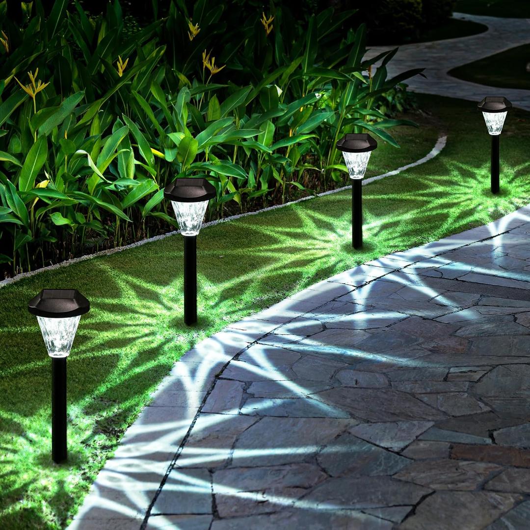 GIGALUMI 12 Pack Solar Lights Outdoor Waterproof, Outdoor Solar Lights for Yard, Solar Garden Lights, Yard Decorations Outdoor for Pathway, Patio, Garden, Driveway, Lawn, and Landscape (Cold White) 