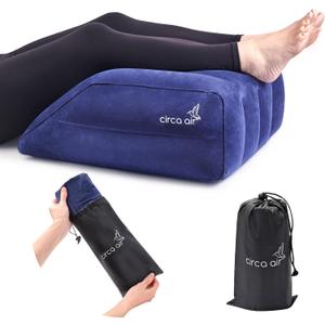 Circa Air Inflatable Leg Elevation Pillows for Swelling and Edema Relief, Travel Wedge Pillow for Legs, Foot Ankle Knee and Lower Back Pain Support, After Surgery Products (24" x 21" x 9", Blue)