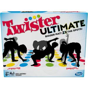 Hasbro Gaming Twister Ultimate: Bigger Mat, More Colored Spots, Family, Kids Party Game Age 6+; Compatible with Alexa