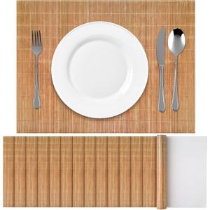 50 Pcs Disposable Bamboo Paper Placemats 12 x 16 Inch Farmhouse Table Mat Natural Brown Sushi Rolling Placemat Rectangle Mat for Table Dining Kitchen