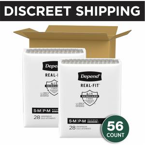 Depend Real Fit Adult Diapers, Incontinence Underwear for Men, Disposable, Maximum Absorbency, Large/Extra Large, Grey, 56 Count,  (Gray)