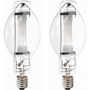 Bluex Bulbs (2 Pack MH1000/U/BT37 1000W Metal Halide Bulb Mogul Base (E39) - BT37 Clear M47 HID Lamp 110,000 Lumens 4000K