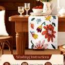 Canvas Embroidered Table Runner - 13"x 72" Coffee Table Runner for Living Room Tablerunner for Dining Room Washable Colorful Kitchen Island Counter Decor Housewarming Gift, Colorful Flower