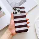 2 x Compatible with iPhone 17 Pro Case for Women, Cute Classic Stripe Minimalist Design, Slim Hard PC Black Protective Cover-Classic Stripe
