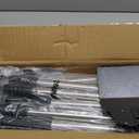 Heeyoo Dog Pooper Scooper, Dog Poop Tray and Rake Set, Pet Waste Removal Scoop with Long Adjustable Sectional Stainless Handles (Silver/Black)