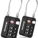 2 Pack TSA Approved Travel Luggage Locks, Cable Combination Lock 3-Digit, Keyless Suitcase Padlocks, Weatherproof Padlock for Locker, Golf Bag, Gun Case, Backpack, Anti Theft, Easy Read Dials-Black