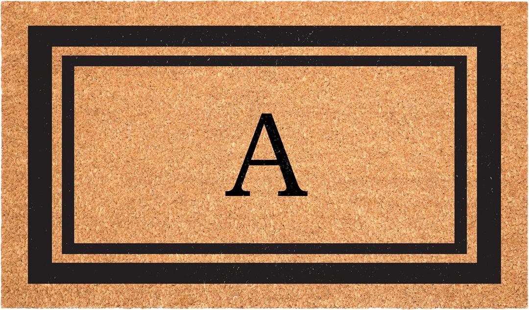 Calloway Mills 152962436A Black Border 24" x 36" Monogram Doormat, (Letter A)