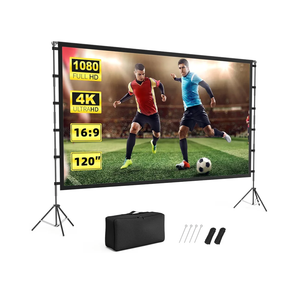 Projector Screen Outdoor, Vamvo Projector Screen with Stand Portable 120" Foldable ProjectorScreen, 10 Feet Indoor Movie-Screen with Carrying Bag for Home Theater Backyard Movie Night