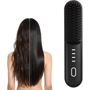 mini Hair Straightener, 2026 Cordless Hair Straightener Brush,Portable Straightener Brushs for Travel, with LCD Temperature DisplayFast Heating Cordless Mini Hair Brushs Styling Tools (New Black)