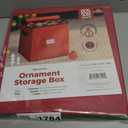 ZOBER Christmas Ornament Storage Box - Stores 64 3" Ornaments, With Dividers - Ornament Organizer Storage Box, Durable Christmas Containers Holder, Dual Zipper - Red