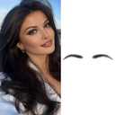 Lace Fake Eyebrows one pair, Handmade Real Human Hair Lace Front False Eyebrow for Women, Natural Look, Human Hair Eyebrow Wig Extensions for Daily Use, Makeup, And Stage(Black) (LFE05)