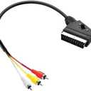 PNGKNYOCN SCART to 3 RCA Adapter Cable,Switchable in Out Scart Male to Composite Audio/Video Converter Cable（0.5M）