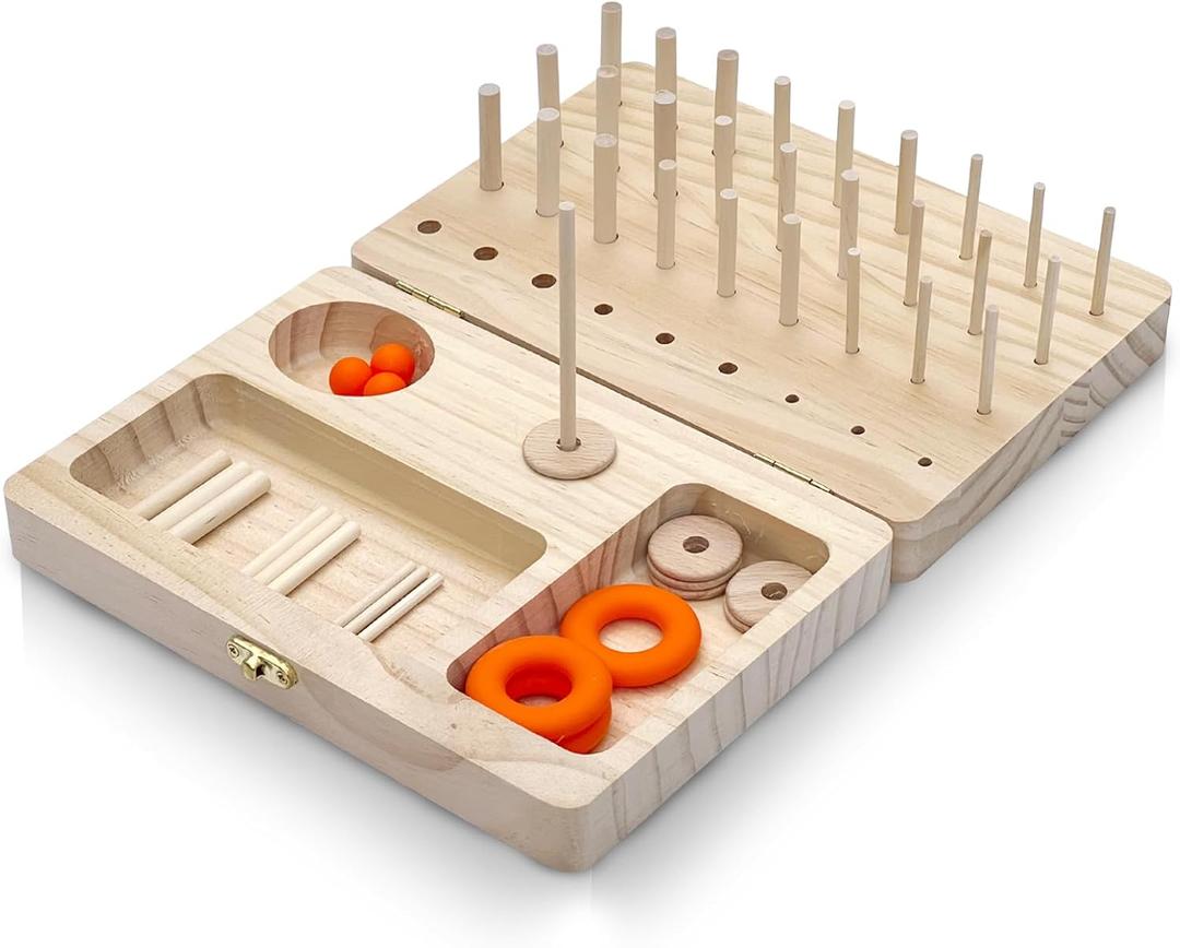 Wooden Pegboard Hand Therapy Tool, 36-Hole Finger Exercise Board with Pegs for Adults, Occupational Therapy & Rehabilitation to Improve Fine Motor Skills