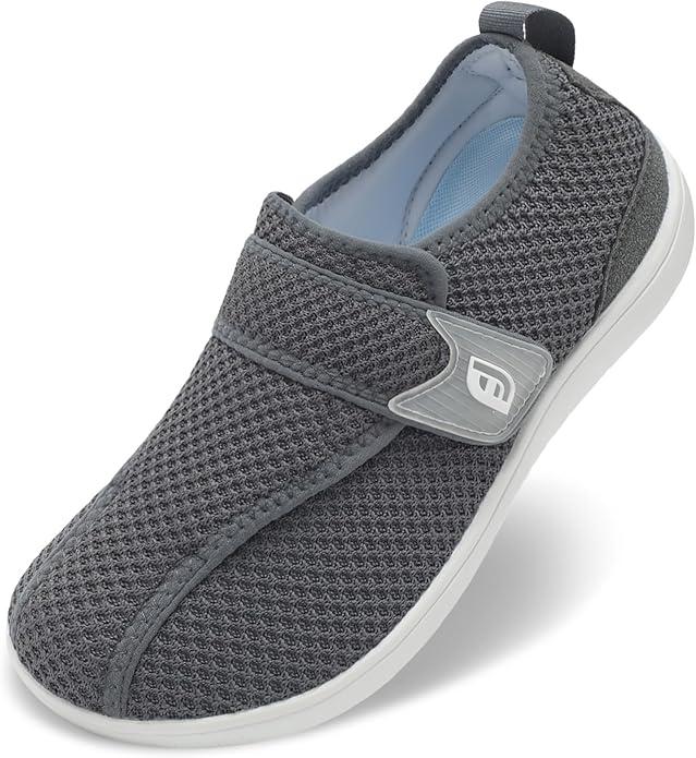 JOINFREE Diabetic Wide Walking Shoes for Women & Men with Adjustable Upper, Zero Drop Non Slip Casual Sneakers Comfortable for Edema, Arthritis, Swollen Feet & Elderly, 43