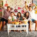 30 Pcs Chiefs Football Party Hanging Swirls Decorations Red and Gold in My Football Era Birthday Party Decoration for Sport Theme Tailgate Game Parties Supply