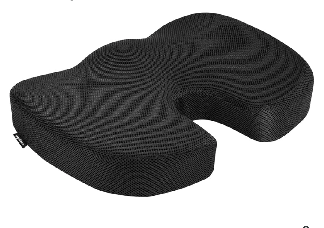 Amazon Basics Comfortable Seat Cushion for Office Chairs, Enhanced Memory Foam, Black