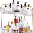 GTI 2 Tier Bathroom Counter Organizer, Multi-Function Corner Bathroom Organizer Countertop,Makeup Organizer Perfume for Dresser Vanity Tray, Spice Rack Organizer for Kitchen Clear, 10" x 10" x 11.7"