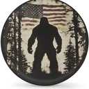 Spare Tire Cover for RV Trailer,American Flag Bigfoot Waterproof Sun Leather Wheel Cover,Camper Spare Tire Covers Fit for Jeep Travel Trailer SUV Truck Accessories (16 in for Diameter 29” - 31”),F-1