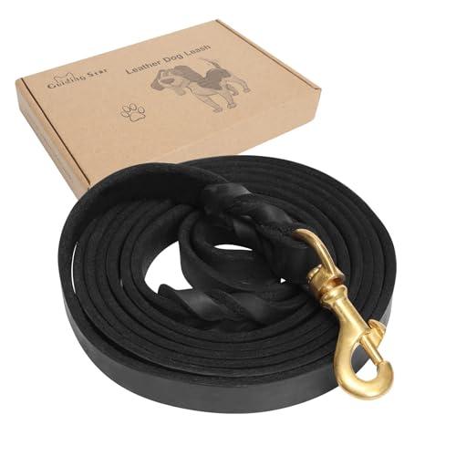 Guiding Star Leather Dog Leash 6ft, Dog Leashes for Large Dogs Heavy Duty, Soft Braided Handmade Leather Training Leash for Large & Medium Dogs (6ftx3/4inch, Black)