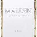 Malden International Designs 4x6 Tabletop Metal Bamboo Picture Frame with Gold Chrome Finish