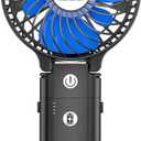 HandFan 5200mAh Portable Handheld Fan Rechargeable - 3 Speeds Foldable Personal Cooling, 2-IN-1 Hand Held Fan Battery Operated, 20H Runtime for Disney/Travel/Summer/Concerts/Women (Black&Blue)