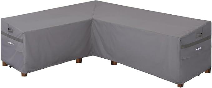PATIOASIS Grey Outdoor V-Shaped Sofa Cover 102''L x 102''W x 35.5''D x 31/26''H Waterproof Sectional V Shape Patio Furniture Cover All Weather Proof